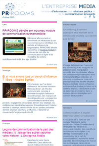 Vignette de la newsletter PR Rooms Octobre 2013